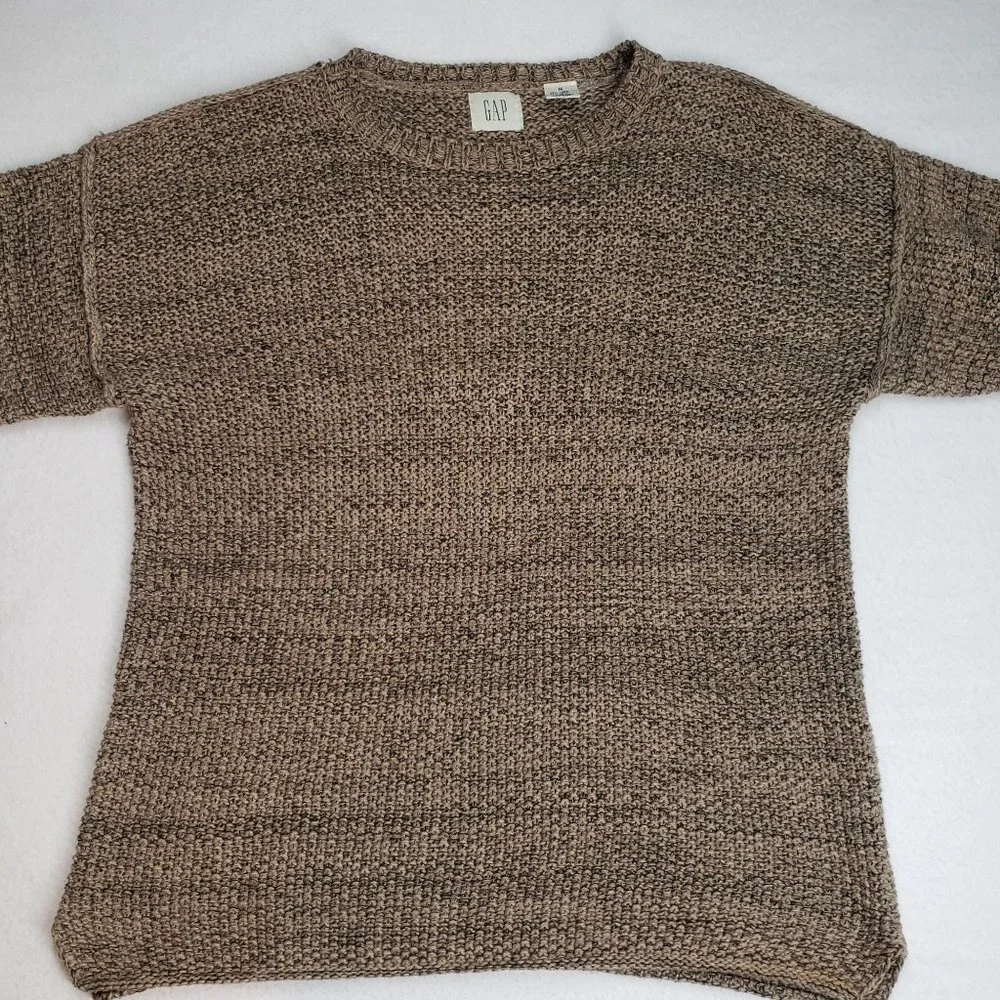 GAP Womens 90s Chunky Knit Crew Neck Sweater Linen Size Medium Oatmeal Neutral - Picture 13 of 16